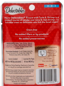 Delectables Hartz Tuna and Shrimp Flavor Bisque Cat Treats, 1.4 oz, Single Pouch