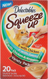 Delectables Tuna and Chicken & Vegetables Squeeze Ups Variety Cat Treats, 10 oz.