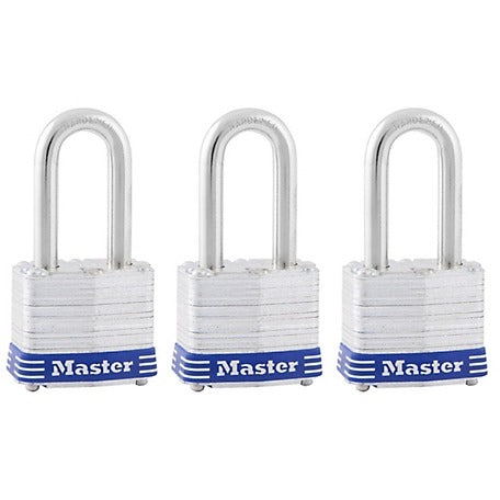 Master Lock 3TRILF 1-1/2 in. Laminated Steel Padlocks, 3-Pack