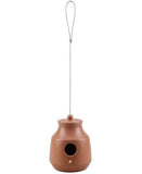 Royal Wing JXBF2311A Ceramic Brown Perch Hopper Hanging Bird House, Opening 1.5"