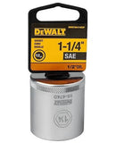 DeWALT DWMT86474OSP Chrome SAE 12-Point Standard Socket 1/2" Drive 1-1/4" Length