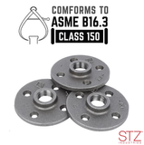 STZ 310 F-12-2 Malleable Iron Black Floor Flange, 1/2 in. x 4-1/2 in, 2-Pack