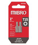 Mibro 307322 Steel Alloy Driver 25mm Star 1" #T15 Screwdriver Bit, 2-Pack