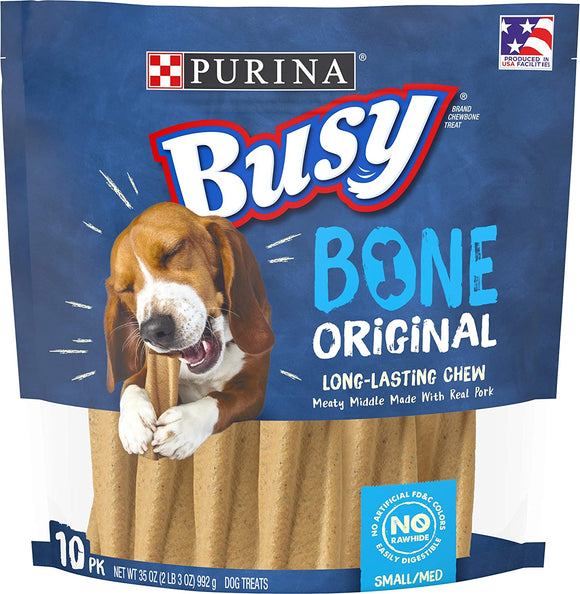 Purina Busy Bone 3810018455 Pork Flavor Small/Medium Dog Bone Treats -Pack of 10