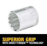 DeWALT DWMT86473OSP Chrome SAE 12-Point Short Socket, 1/2 in. Drive 1-1/8 in. L.