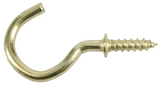 Hardware Essentials 851855 Cup Hooks, Brass, 1-1/2 in., 3 lb. Wt. Capacity, 2-Pk