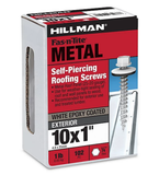 Hillman 47726 White Painted Head Self-Piercing Sheeter Screw #10 x 1", 102-Pack