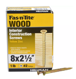 Hillman 48809 Bugle Head Phillips All Purpose Wood Screws, #8x2-1/2", 1lb Box