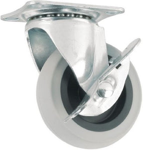 Waxman 4036355TD Titan 3" TPR Rubber Plate Caster Swivel with Braket Gray Zinc