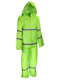 Blue Mountain Unisex Polyester Hi Vis Green Rainsuit Jacket and Bib Set, Medium