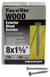 Hillman 48382 Exterior Wood Screws #8 x 1-5/8 inch 1 lb. Gray