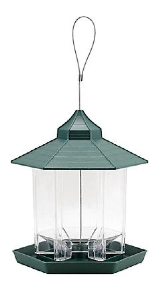 Royal Wing 4881017 Green Gazebo Hanging Platform Seed Bird Feeder Clear 8.86