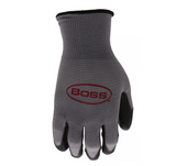 Boss B33131-L10P Men's PU Dipped Work Gloves, 10 Pack, Black/Gray, Large