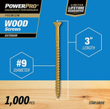 Hillman 967794 Power Pro Premium Exterior Wood Screws #9 x 3", 1000-Pack