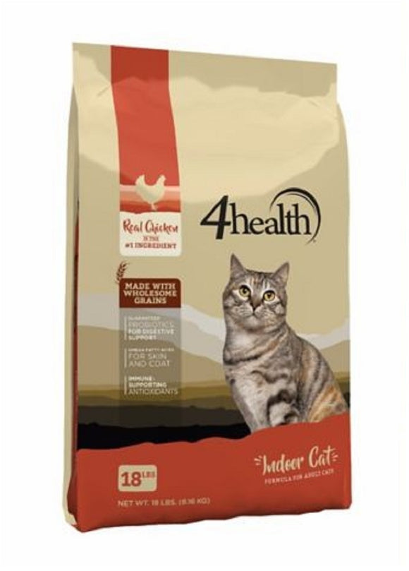 4health with Wholesome Grains 1916 Adult Indoor Formula Dry Cat Food, 18 lb.