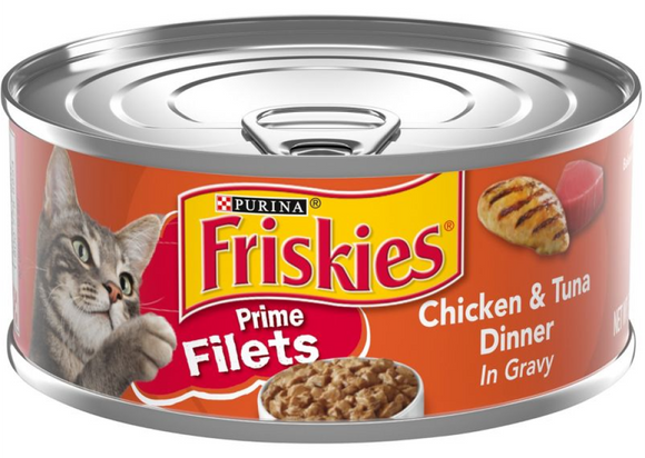 Friskies Prime Filets Adult Chicken & Tuna in Gravy Wet Cat Food, 5.5 oz - 1 Can