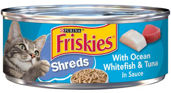 Friskies All Life Stages Ocean Whitefish & Tuna Shreds Wet Cat Food 5.5oz, 1 Can