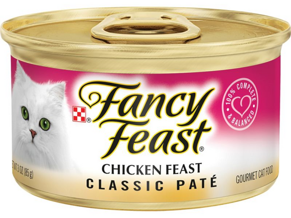 Fancy Feast Adult Grain-Free Chicken Feast Pate Wet Cat Food, 3 oz. 1 Single Can