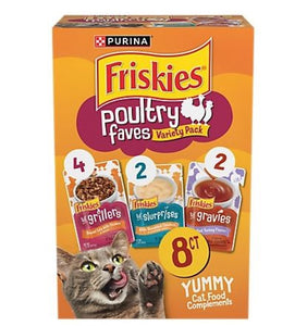 Friskies 50000661053 Poultry Faves Gravy Cat Food Complements Variety Pack, 8 ct