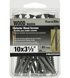 Hillman 42607 Fas-N-Tite Exterior Gray Coated Wood Screws #10 x 3-1/2", 25-Pack