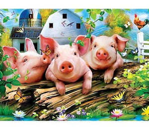 Masterpieces 52474 EZ Grip Three Lil' Pigs Green Acres Puzzle 18" x 24", 300 pc.