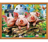 Masterpieces 52474 EZ Grip Three Lil' Pigs Green Acres Puzzle 18" x 24", 300 pc.