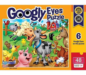 Masterpieces 52484 Googly Eyes Farm Animals Puzzle 19" x 14", 48 pc.