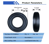 Hi-Run LZ1003 Replacement Trailer Tire for Utility, RV and Boat Trailers
