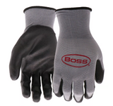 Boss B33131-L10P Men's PU Dipped Work Gloves, 10 Pack, Black/Gray, Large