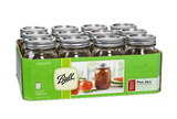 Ball 61000 1 pt. Regular Mouth Canning Jars, 16 oz. Capacity, 12-Pack