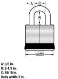Master Lock 5SSQLJHC Pins Tumbler Padlocks with Shackle 2" Stainless Steel