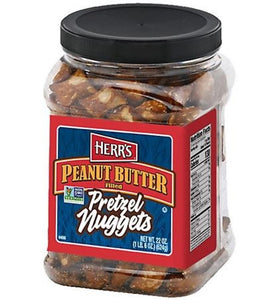 Herr's 6044 Special Peanut Butter Pretzel Nuggets Barrel Snacks, 22 oz.