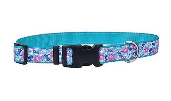 Retriever Adjustable Ribbon Overlay Dog Collar, Sketch Flower, 5/8 x 12-18 in.