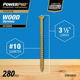 Hillman 48614 Power Pro Premium Exterior Wood Screws #10 x 3-1/2", 5lb, 280-Pcs