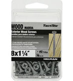 Hillman 42602 Fas-N-Tite Exterior Gray Coated Wood Screws #8 x 1-1/4", 75-Pack