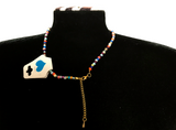 Handmade Beaded Necklace -  Multicolor, Starfish Charm and Faux Pearls