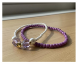 Handmade Purple and White Beaded Bracelets with Faux Pearls, Teen Jewelry
