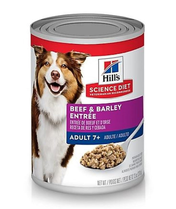 Hill's Science Diet Adult 7+ Beef and Barley Chunks Wet Dog Food, 1 Can, 13 oz.