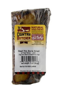 The Country Butcher 7071 4" Beef Rib Bone Small Dog Natural Chew Treat - 1 Count