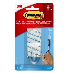 Command 7100046118 Large Clear Hanging Hook 3.39" Length, Up to 4 lbs.