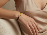 Handmade Starfish Necklace and Bracelet Set Black Faceted Beads with Yellow Accents