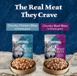 Blue Buffalo Wilderness Adult Chicken & Beef Chunks Wet Dog Food, Count of 12