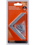 Hardware Essentials 851119 Corner Braces Steel Zinc 3" x 3/4", 4 Pack