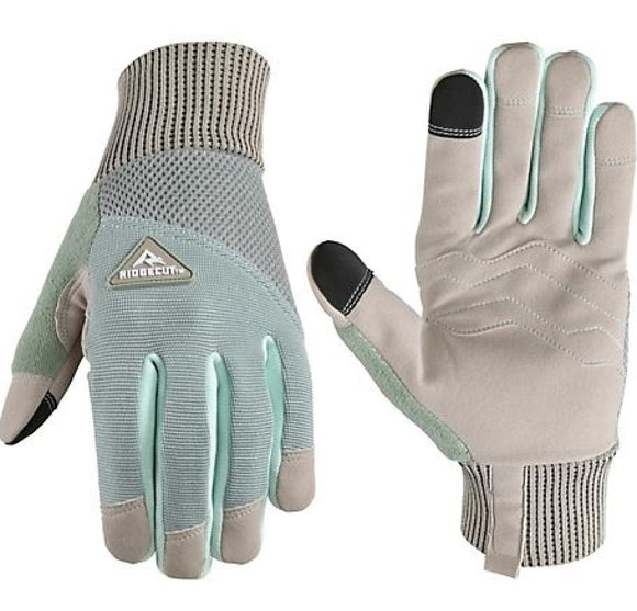 Ridgecut 7777L-RDG Women's Breathable Faux Leather Glove, Warm Grey/Sage, Size 9