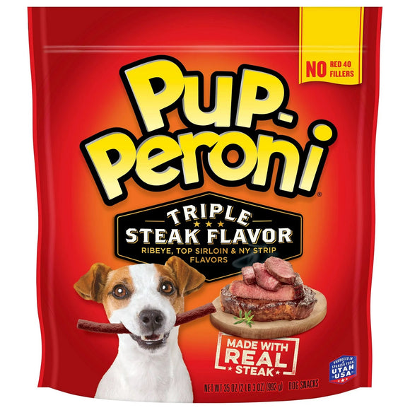 Pup-Peroni 35oz Ribeye Top Sirloin NY Strip Triple Steak Beef Flavor Dog Treats