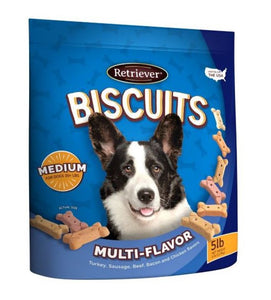 Retriever Biscuits 5 lb Multi-Flavor Beef Chicken Turkey Bacon Medium Dog Treats