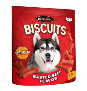 Retriever Biscuits 7981896739 4lb Medium Basted Beef Flavor Bones Dog Chew Treat