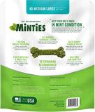 Minties 80065 Dental Bone Treats for Medium/Large Dogs Over 40lbs - 40 Count