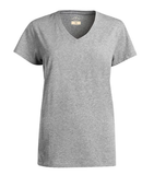 Blue Mountain YKL-9072 Women's Short Sleeve V-Neck T-Shirt Grey Heather Small
