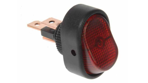 Cambridge 84860 30A Black Body Rocker Switch with Red Glow, 12VDC, 360W, Plastic